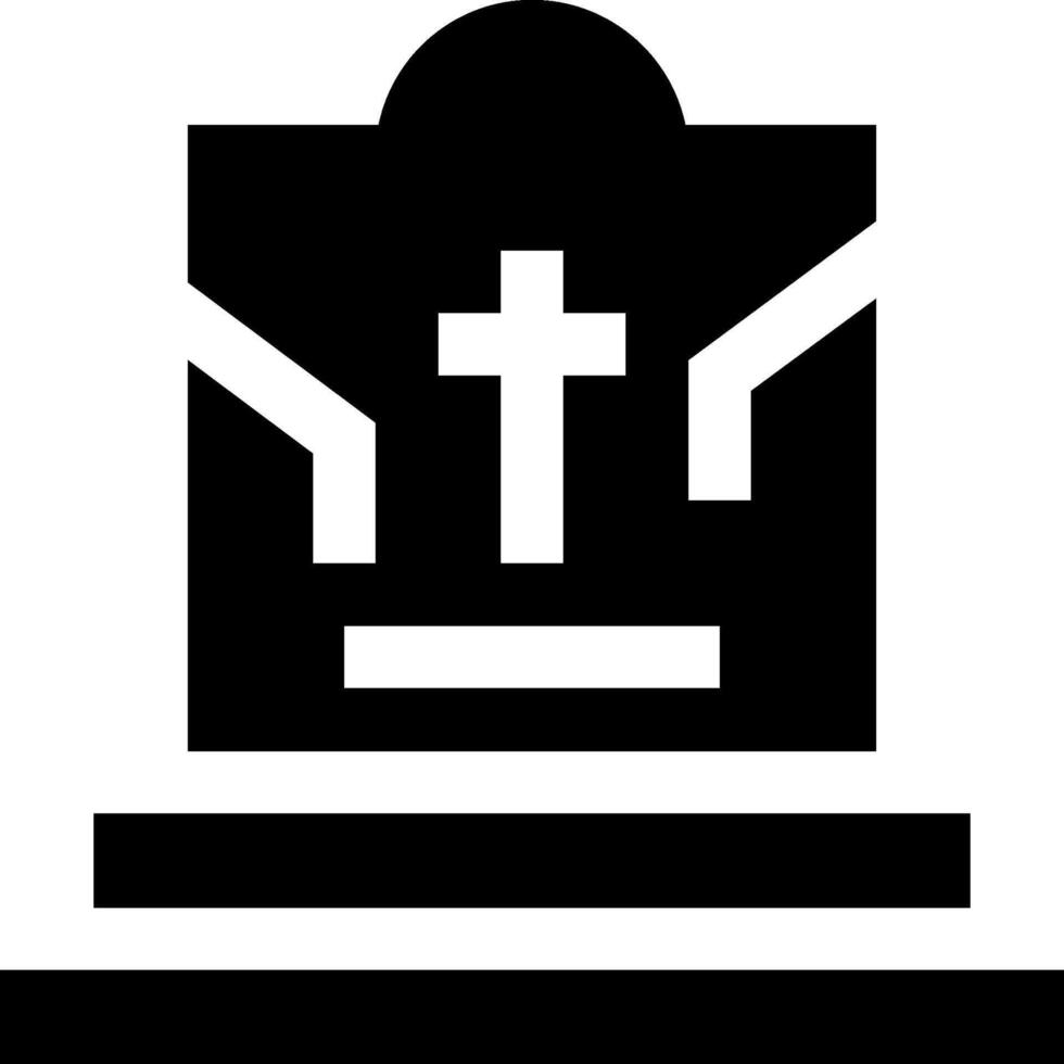 A black and white image of a cross on a tombstone vector