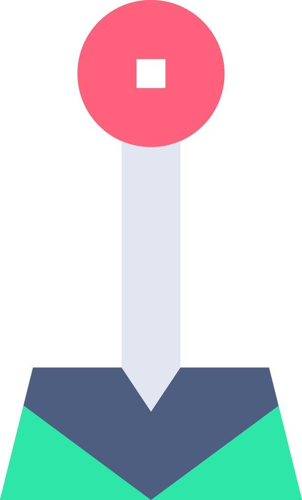 A red button on top of a green and blue arrow vector