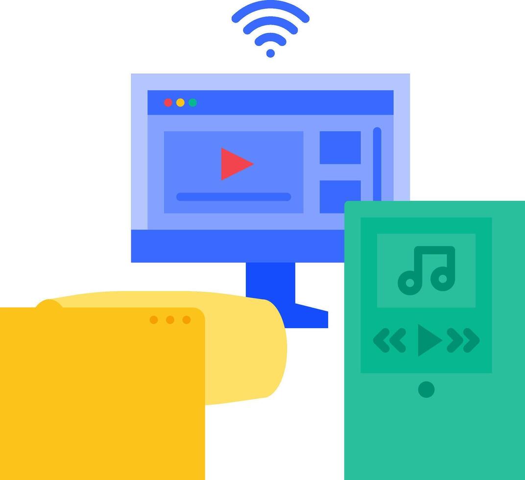 A computer, a tablet and a phone with a wifi icon vector