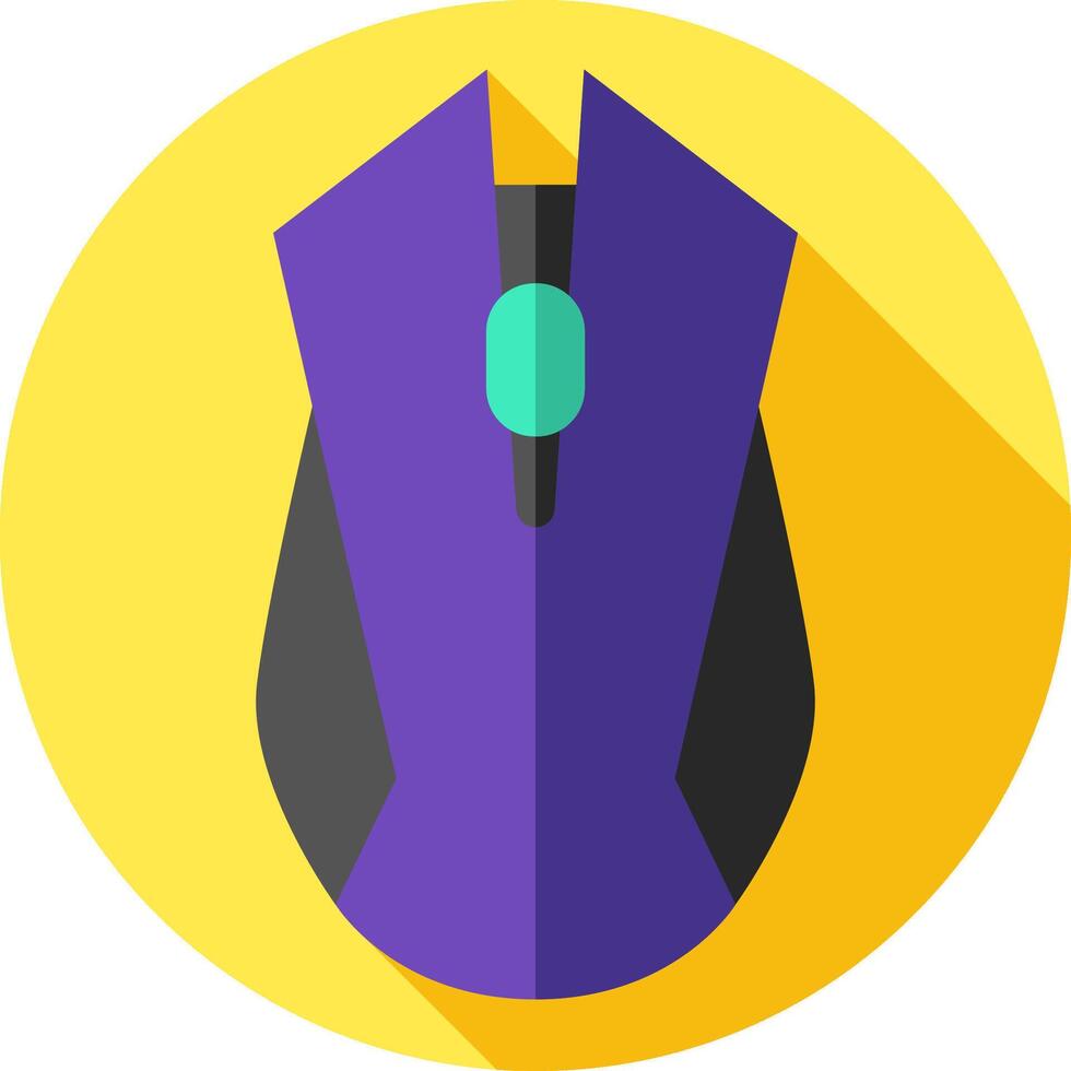 A purple computer mouse with a green button on it vector