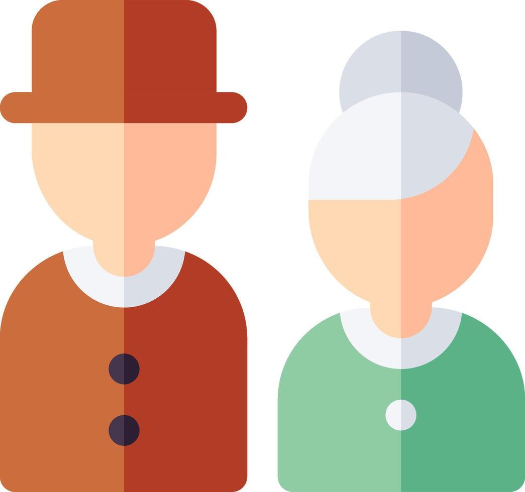 An old man and woman are shown in a flat design vector