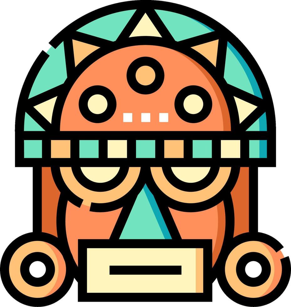 A cartoon mask with a headdress and a hat vector