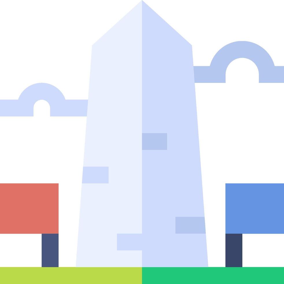 A colorful building with a tall tower in the background vector