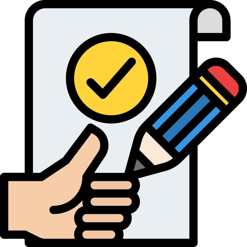 Hand holding pencil and paper with check mark vector