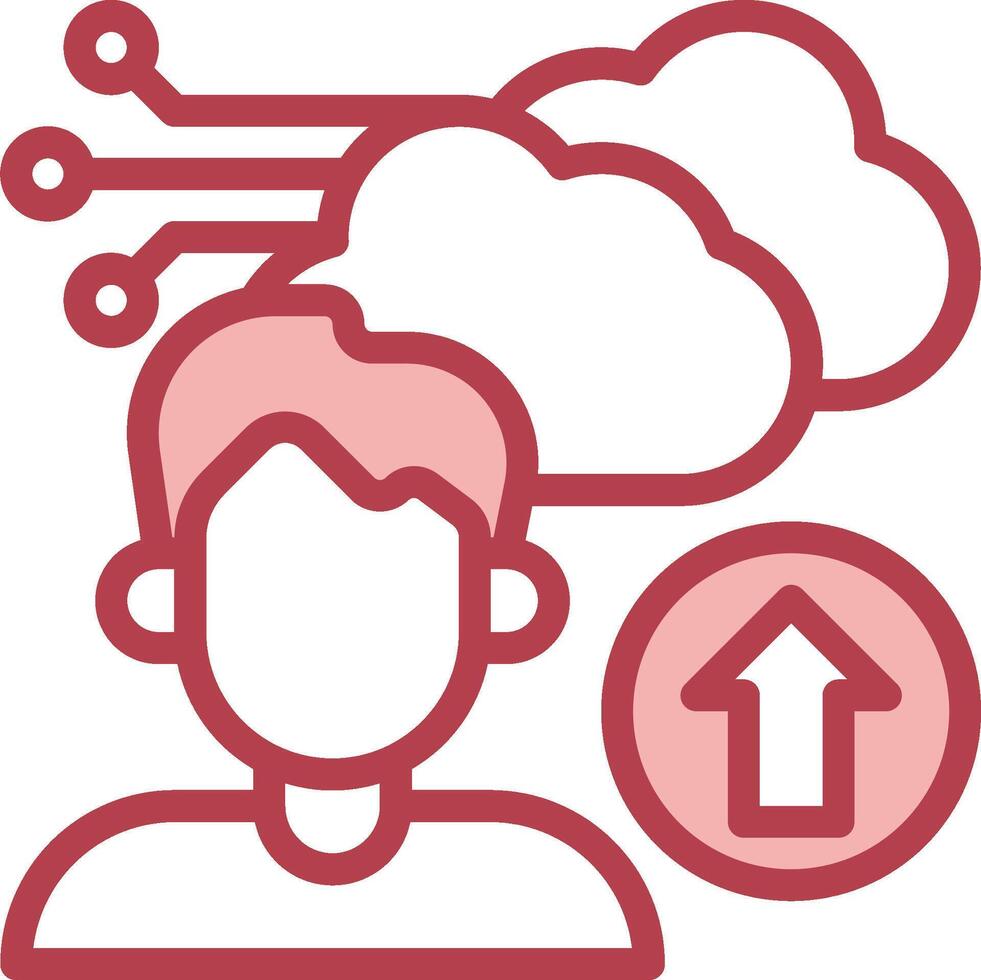 A man with a cloud icon and an arrow pointing up vector