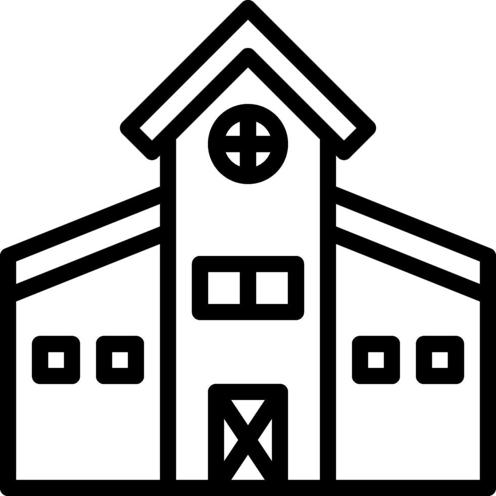 A black and white illustration of a barn vector