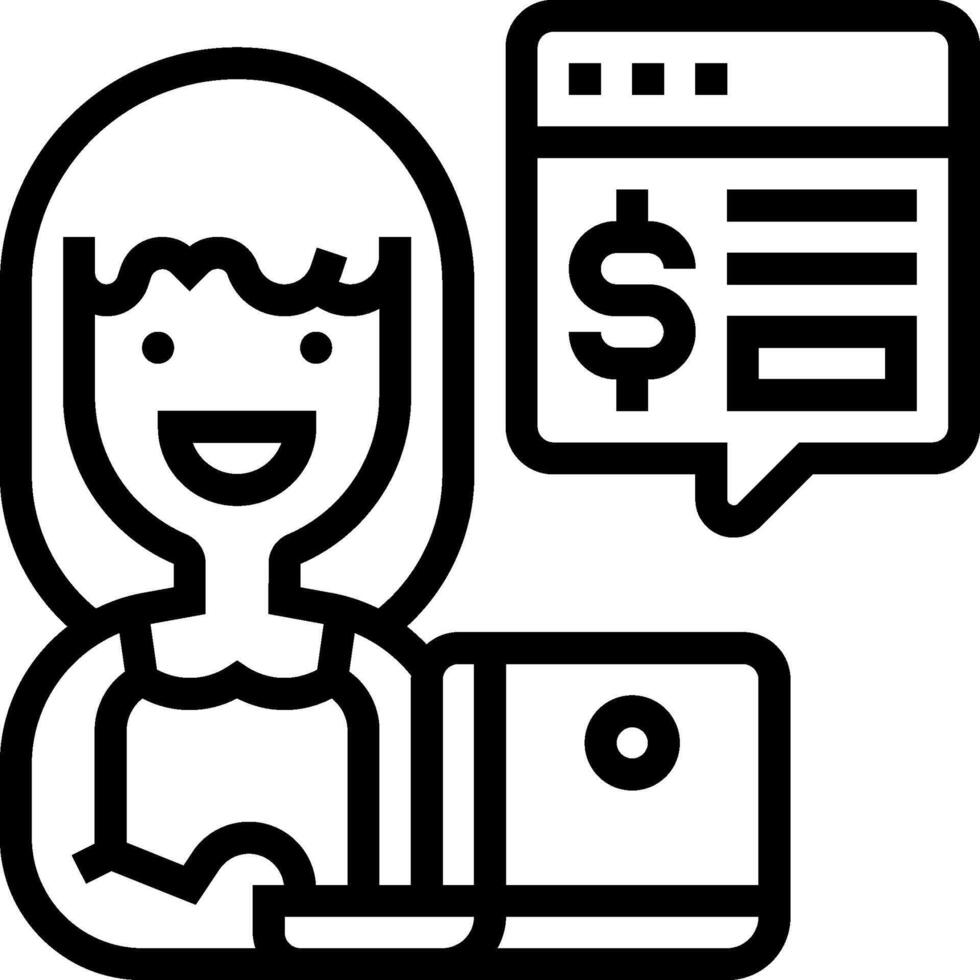 A woman with a laptop and a dollar sign vector