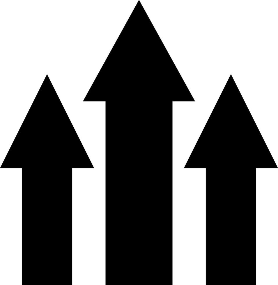 Three arrows pointing up in a black and white image vector
