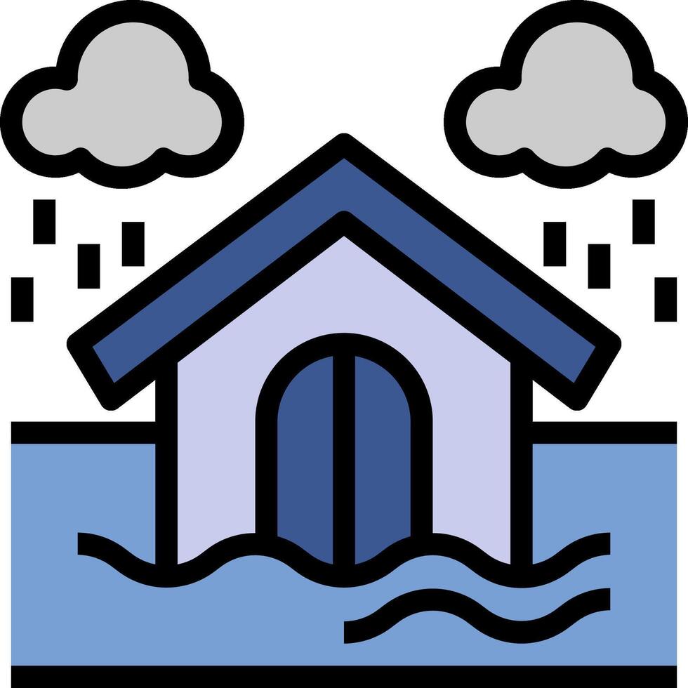 A house with rain and clouds over it vector