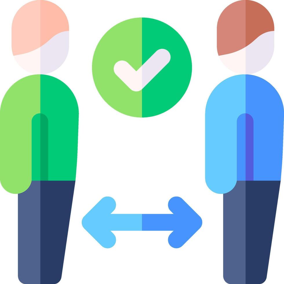 Two people are standing next to each other with a green check mark vector