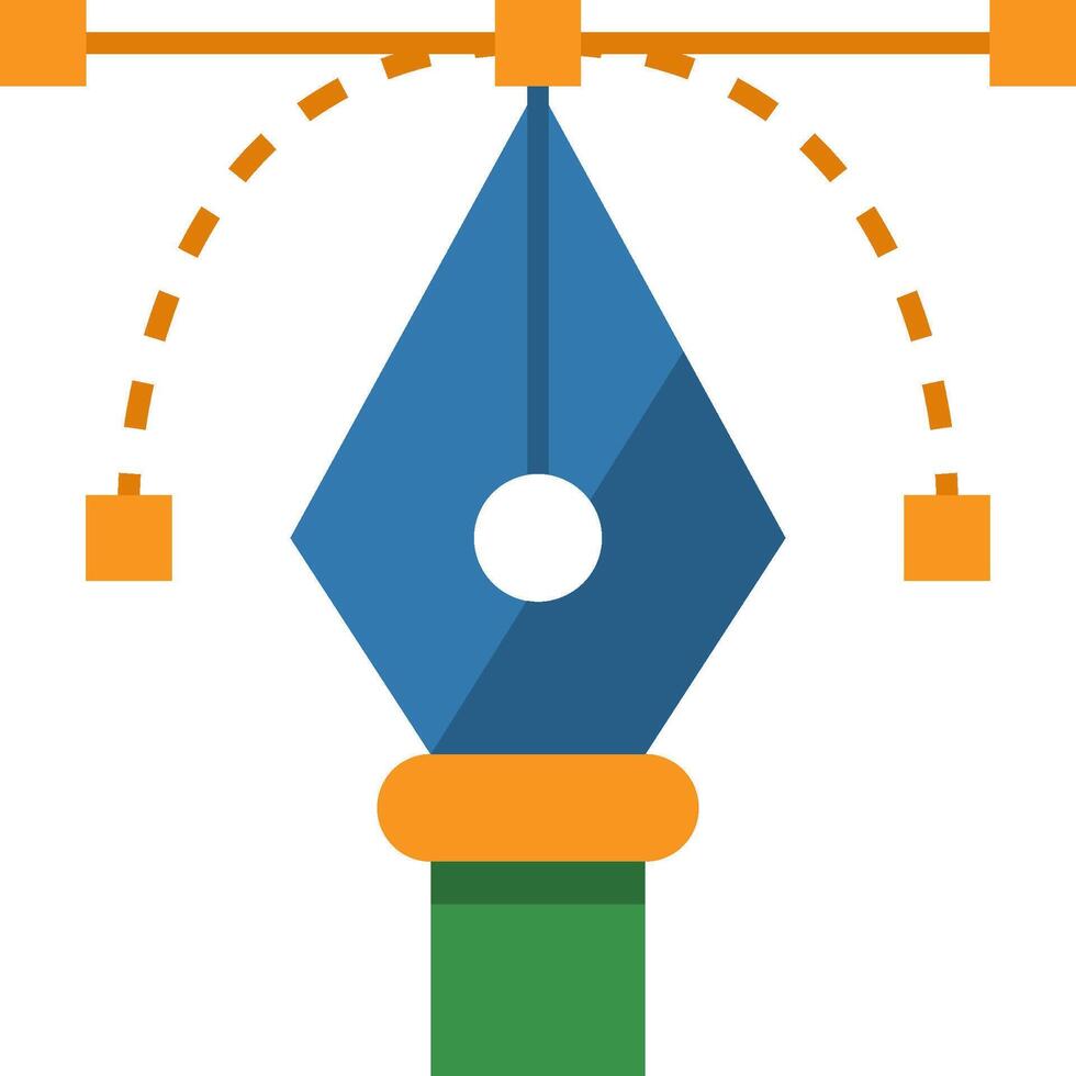 A blue pen with a green handle and a green cap vector