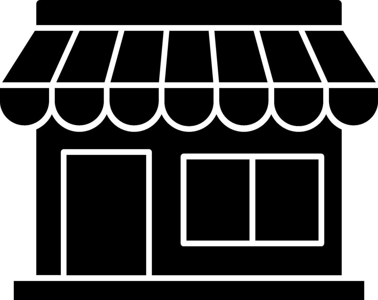A black and white illustration of a store front vector