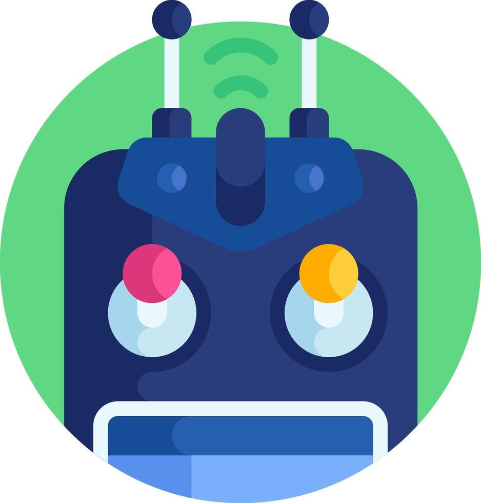 un robot con un micrófono y un botón vector