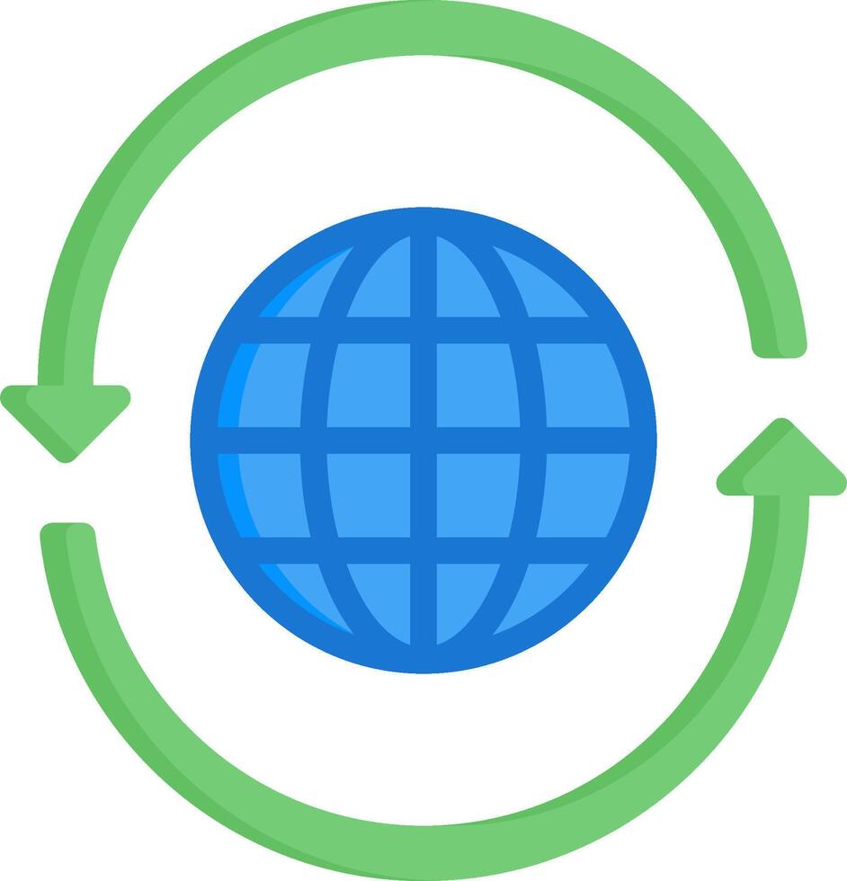 The globe is surrounded by arrows and a green circle vector