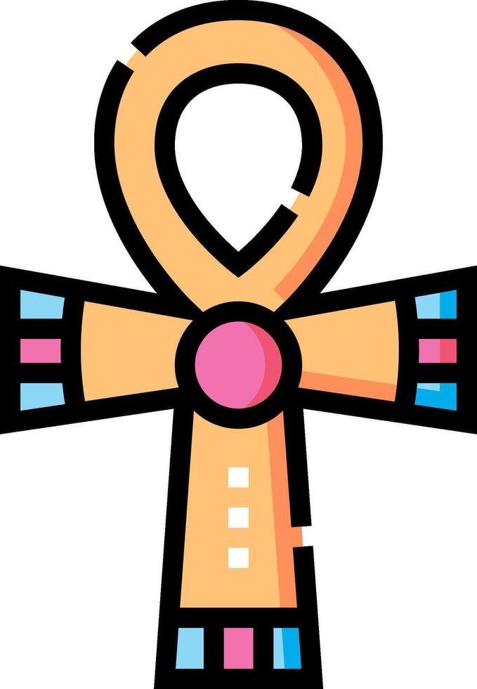 An egyptian cross with a pink and blue design vector