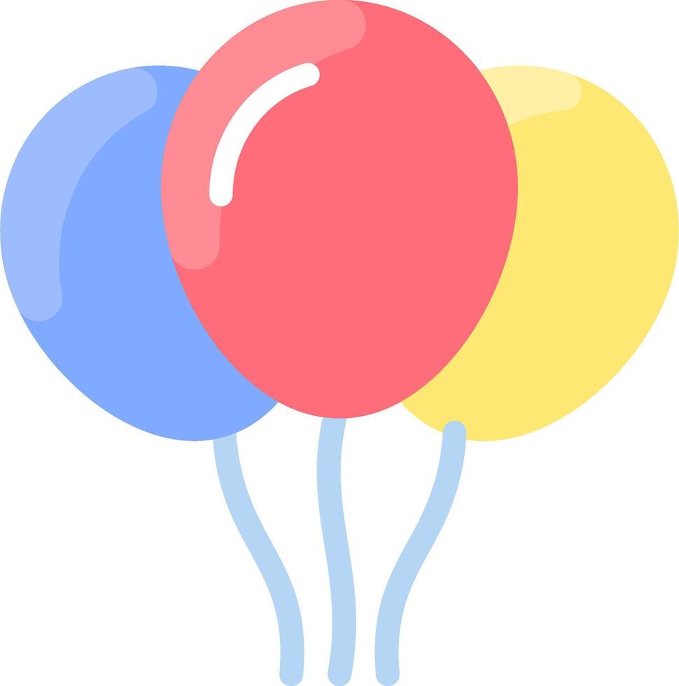 Three balloons with blue, yellow and red colors vector