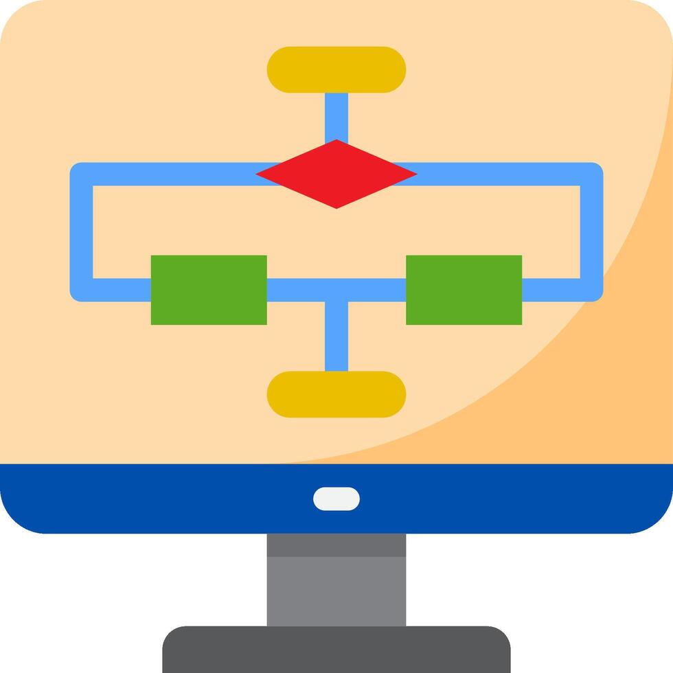 A computer monitor with a diagram of a computer vector
