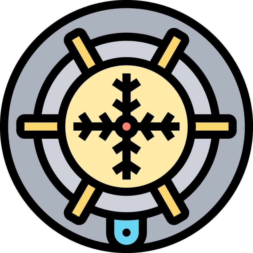 A circular icon with a snowflake in the center vector