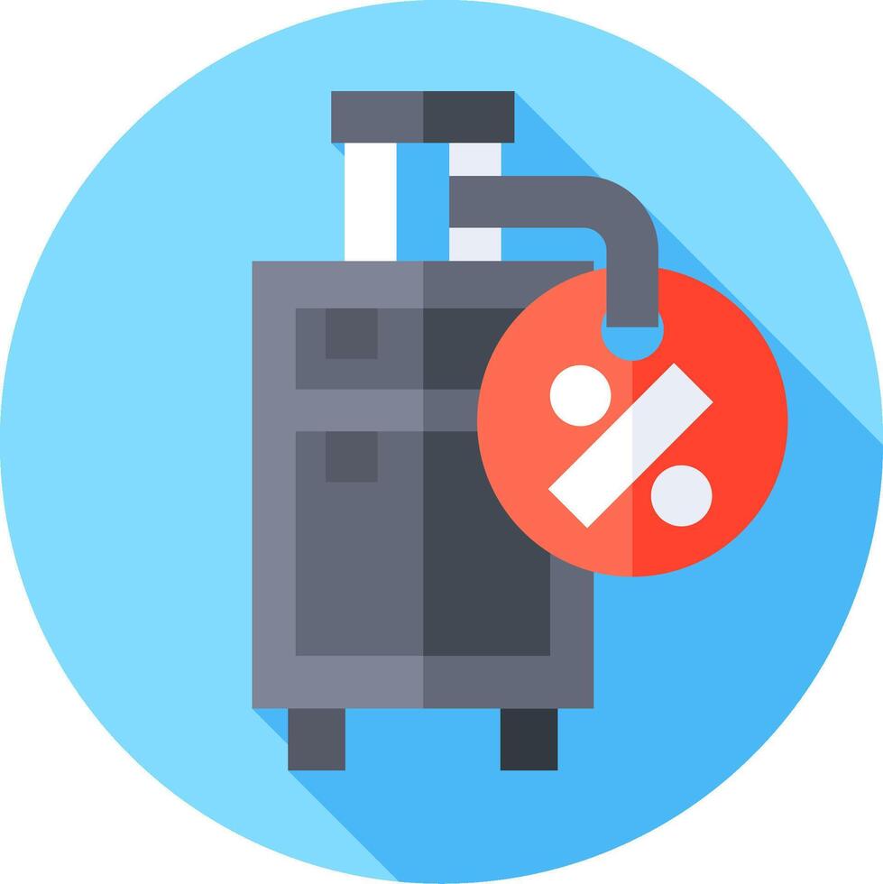 A flat icon of a suitcase with a red price tag vector