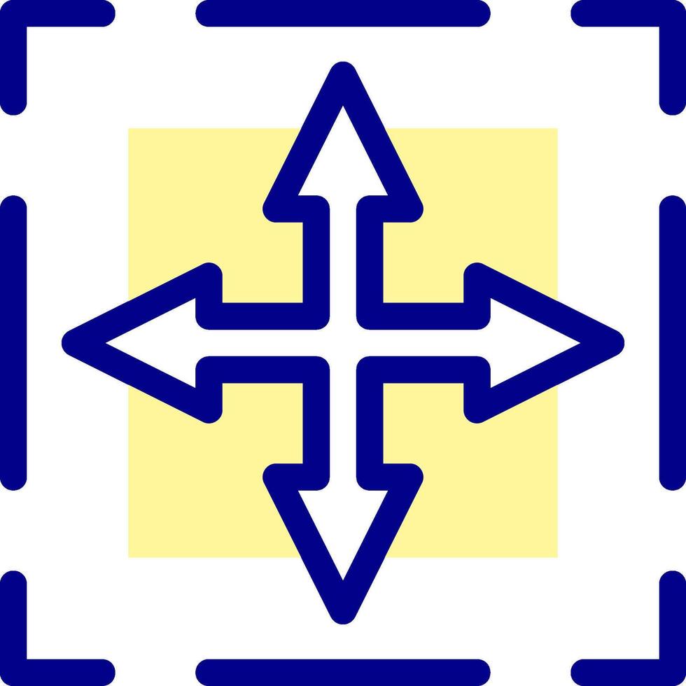 A blue and yellow arrow pointing to the left vector