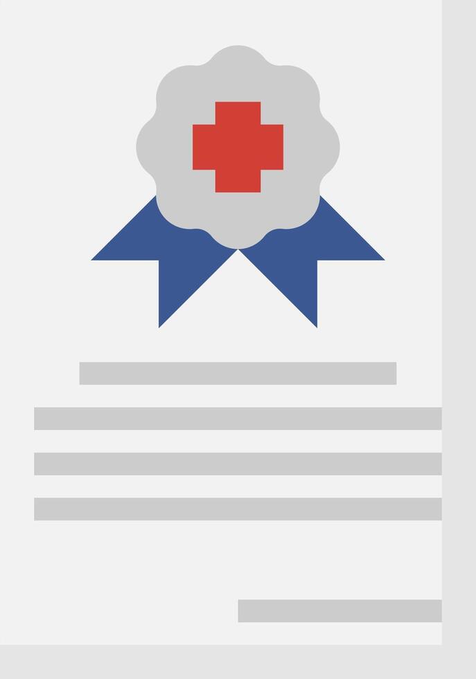 A certificate with a red cross and blue ribbon vector