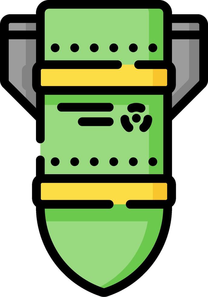 A green and yellow bomb icon vector