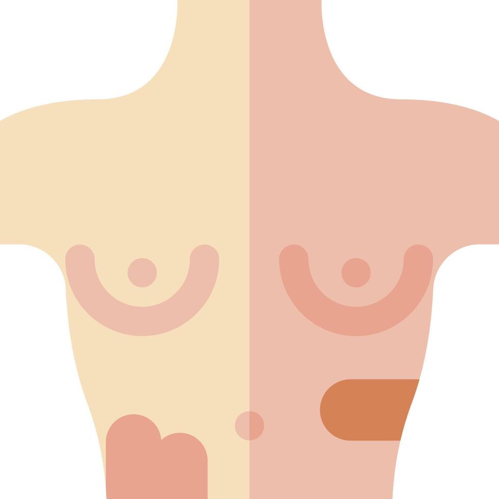 A woman's torso with a large scar on her stomach vector