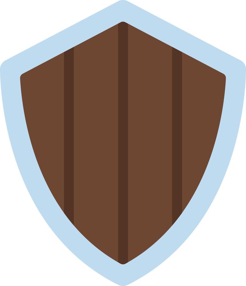 A shield icon with a brown and blue background vector