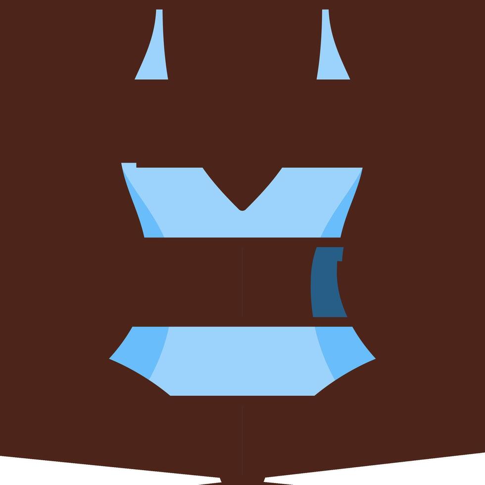 A swimsuit with a blue and brown pattern vector