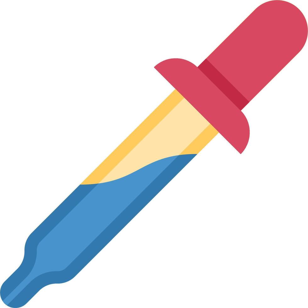 A syringe with a blue and yellow liquid vector