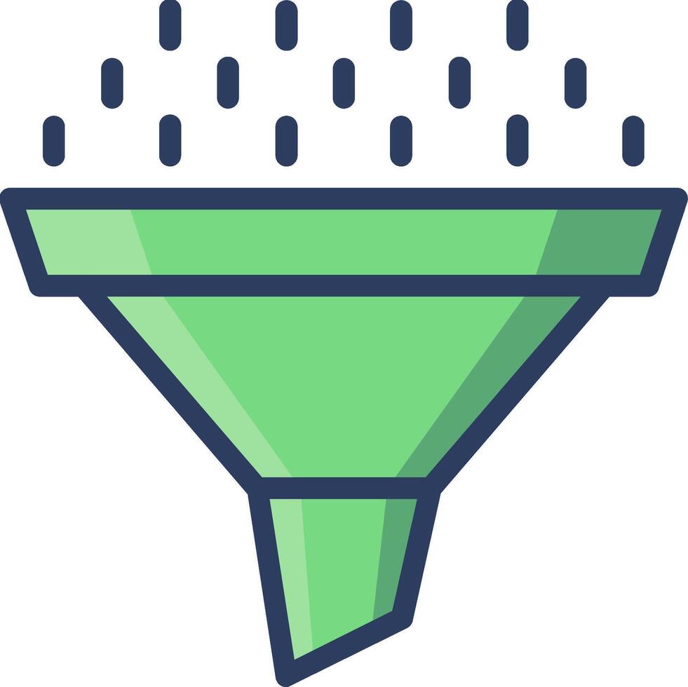 A funnel icon with rain coming out of it vector