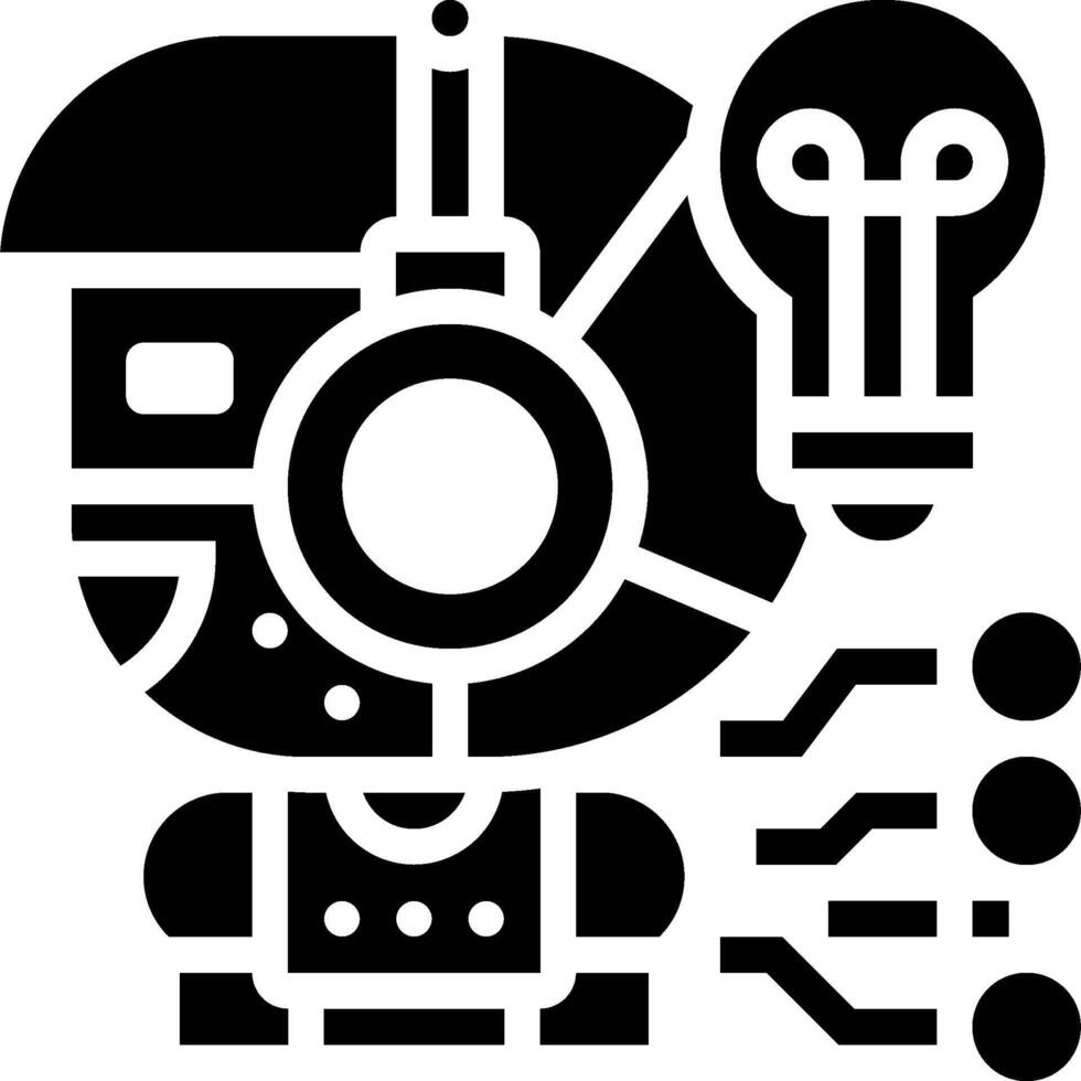 A robot with a light bulb and a light bulb vector