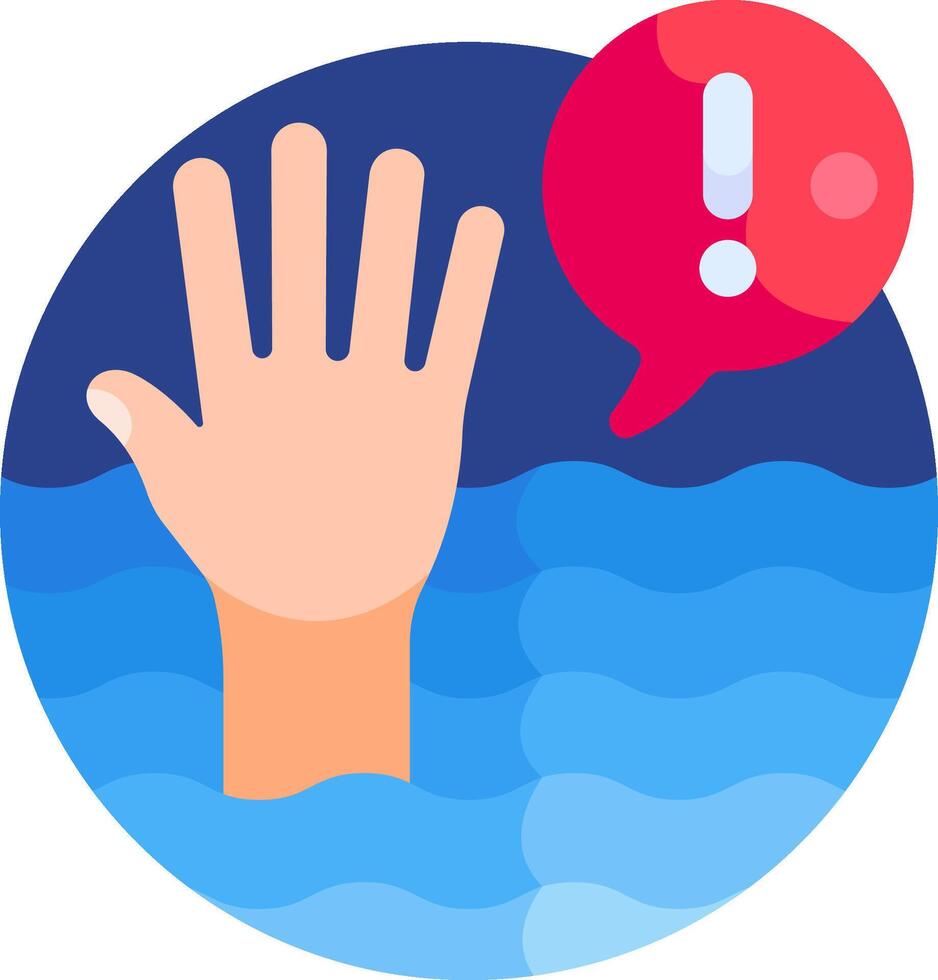 A hand reaching out to the water with a speech bubble vector