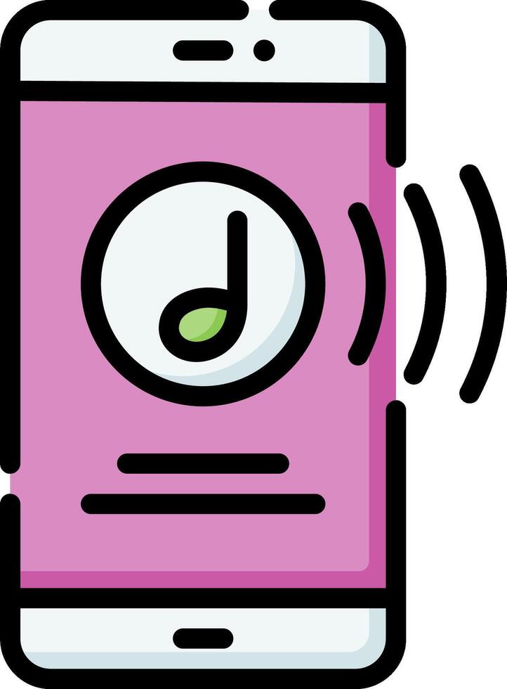 A pink phone with a music icon on it vector