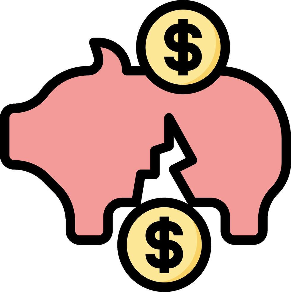 A piggy bank with dollar coins and a dollar sign vector