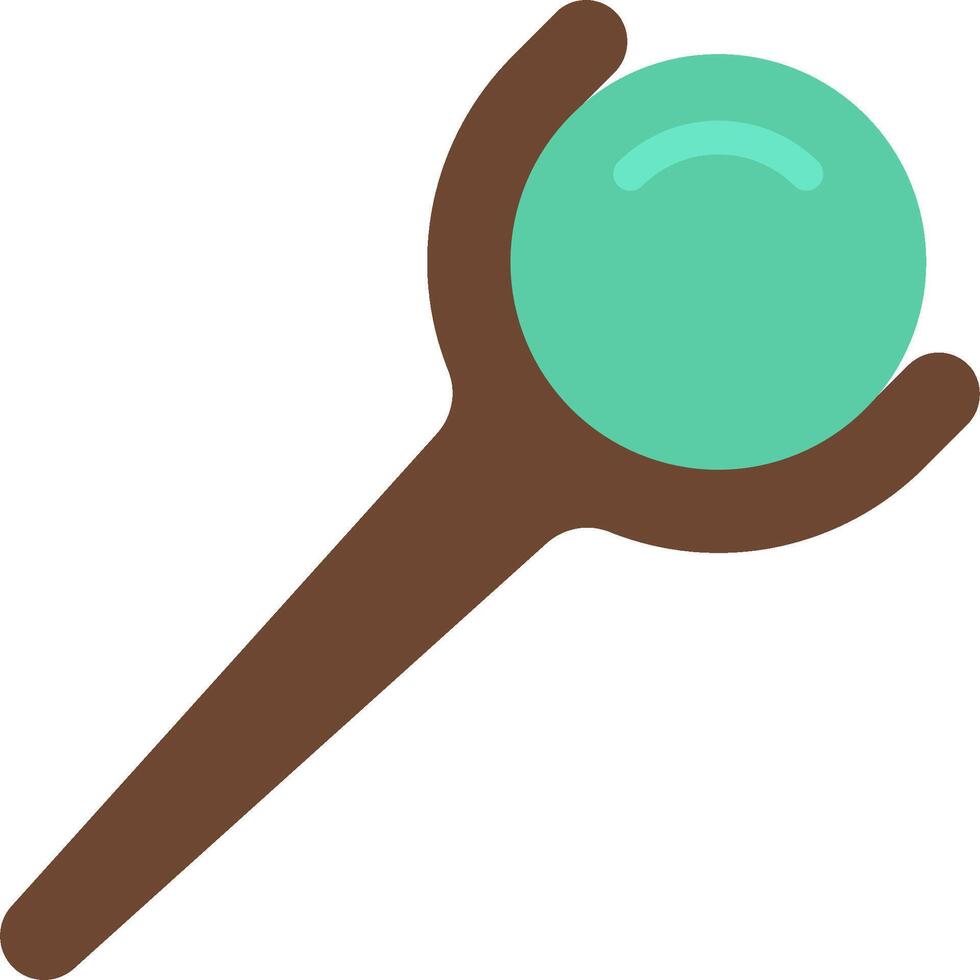 A wooden stick with a green ball on it vector