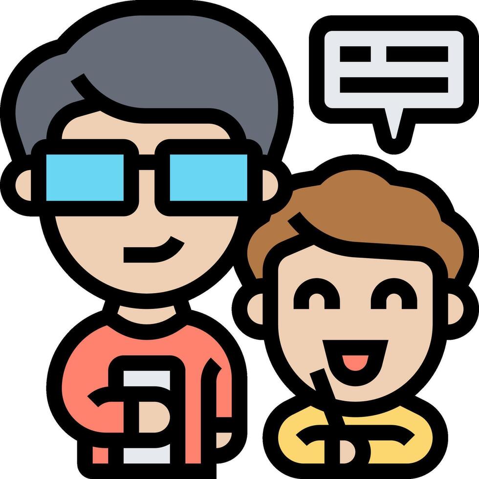 A man and boy with glasses are standing next to each other vector