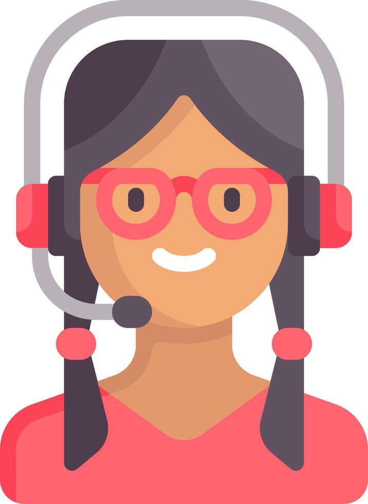 A woman wearing headphones and glasses vector