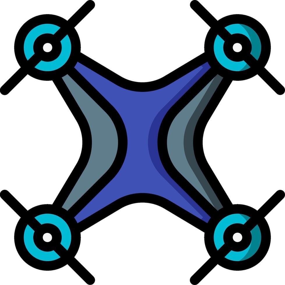 A blue and black drone icon vector
