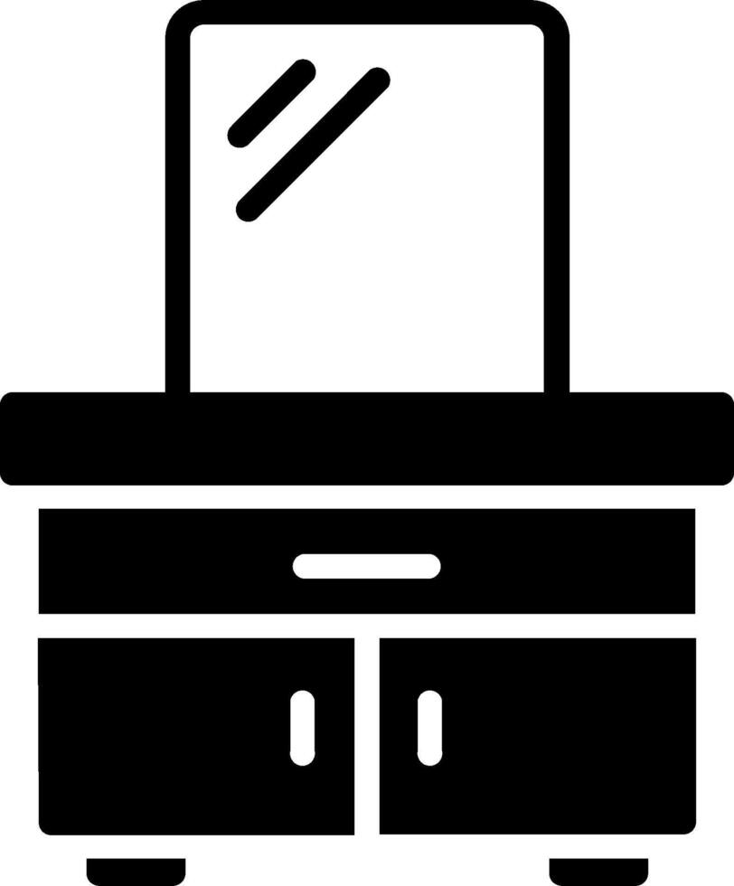 A black and white image of a desk with a computer vector