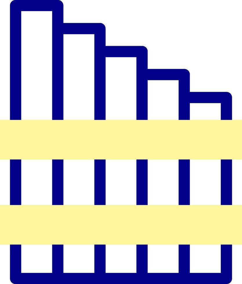A bar chart with yellow lines vector