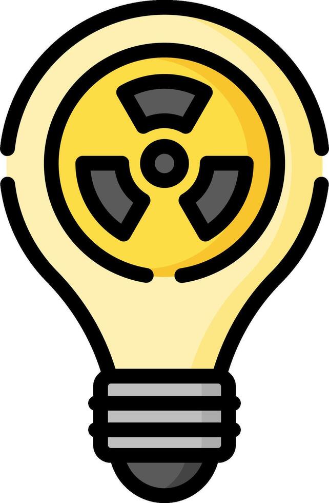 An illustration of a light bulb with a radioactive symbol vector