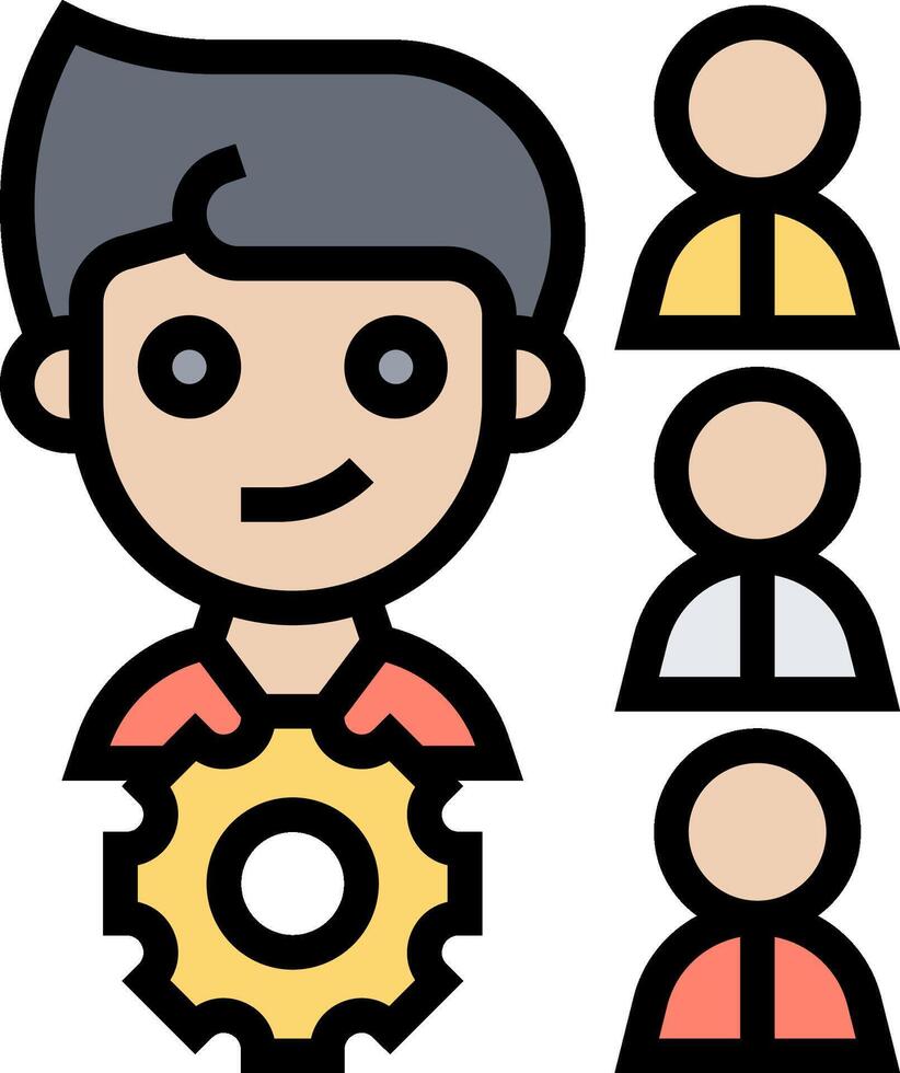 People icon with a man holding a gear vector