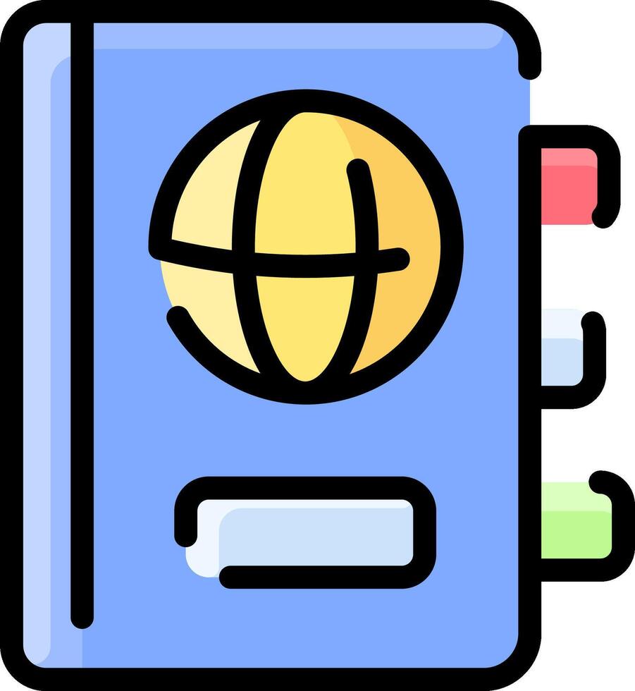 A globe icon on a blue notebook vector