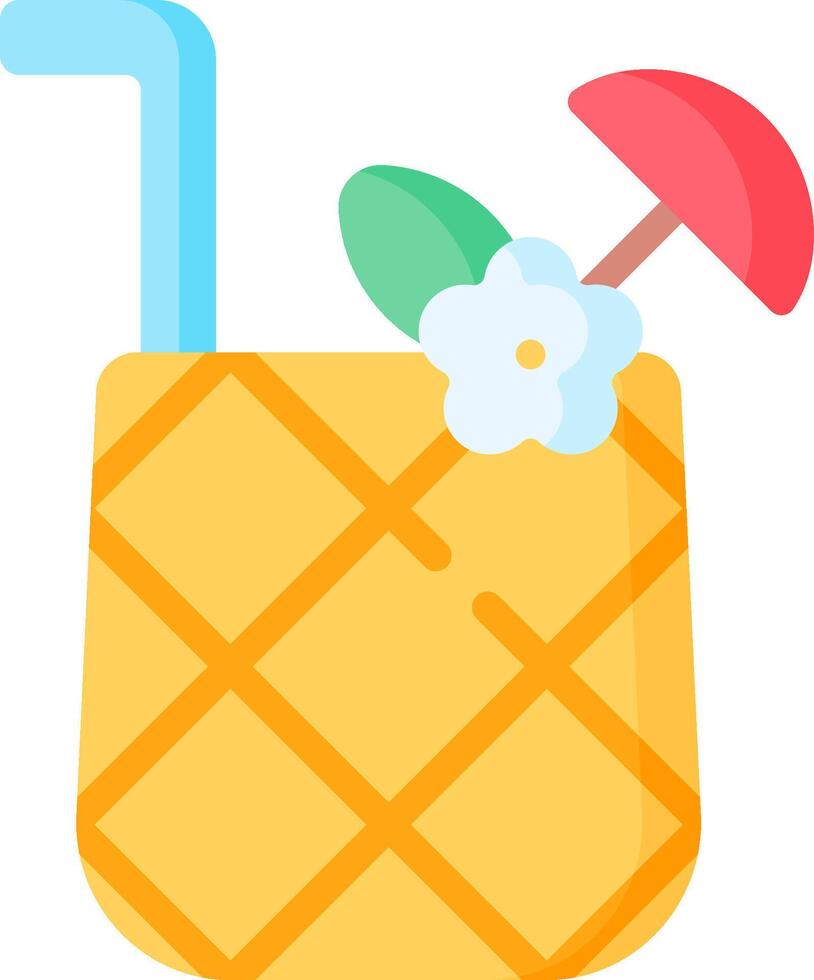 A pineapple drink with a straw and umbrella vector