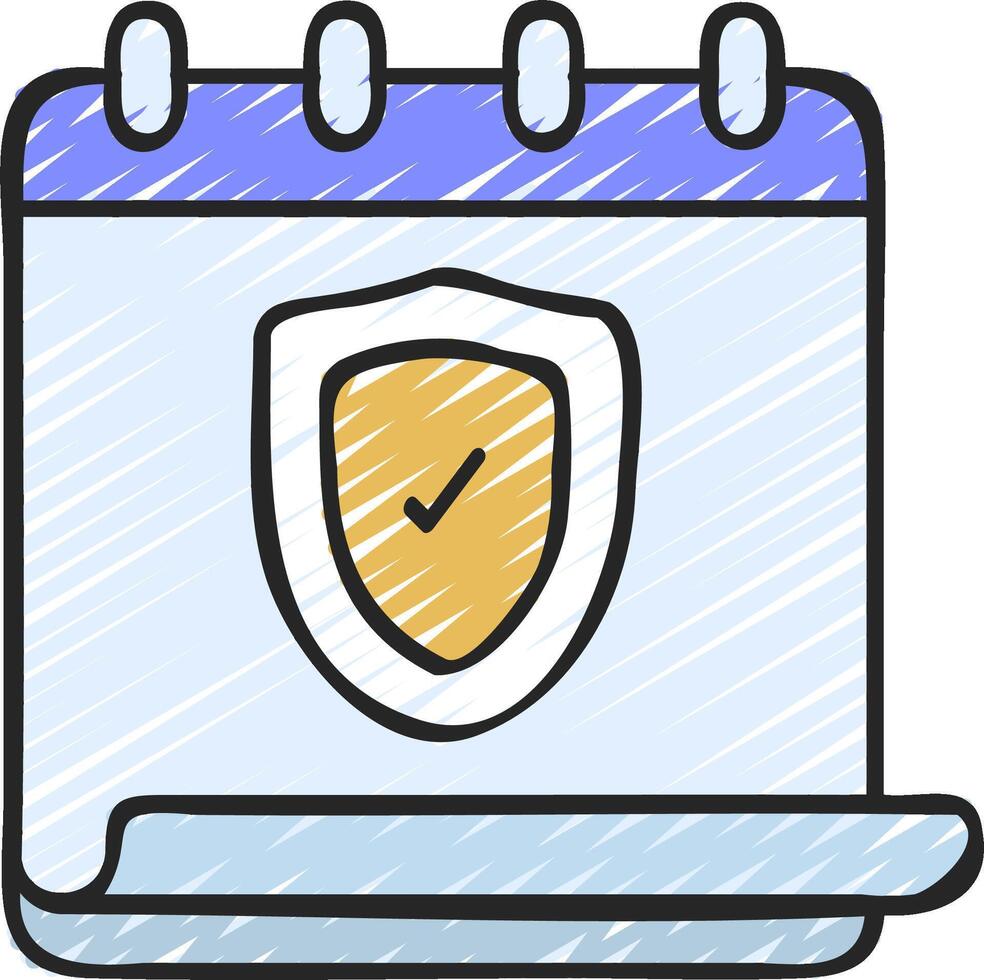 A calendar with a shield icon vector