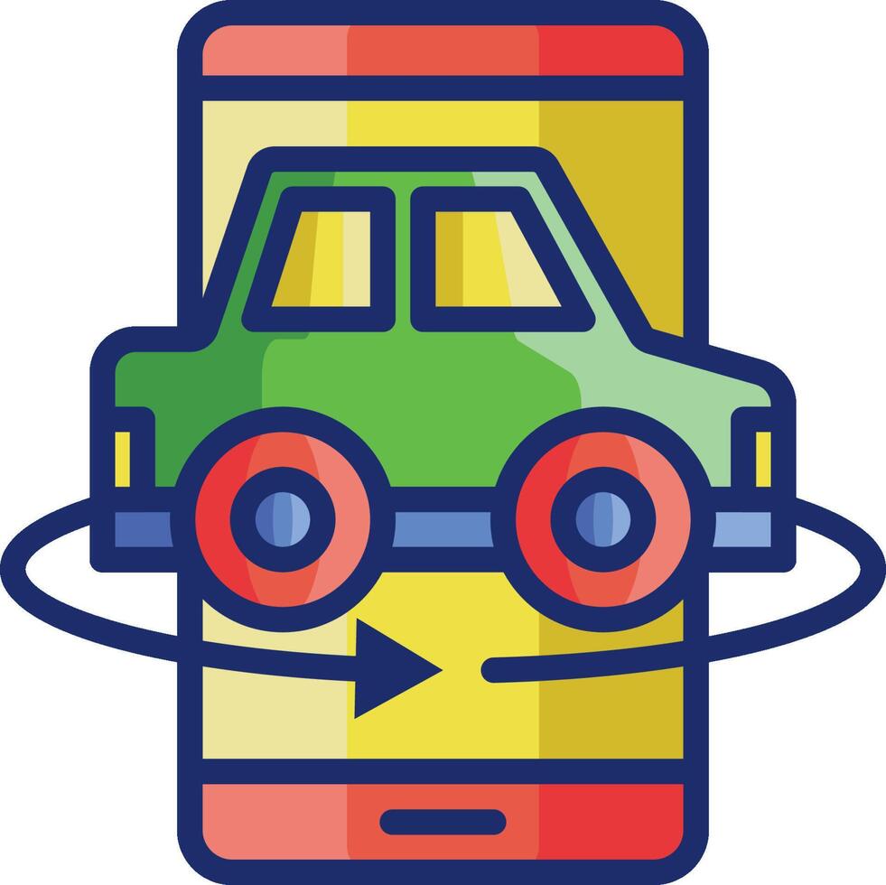 Car icon on a smartphone with a car on top vector