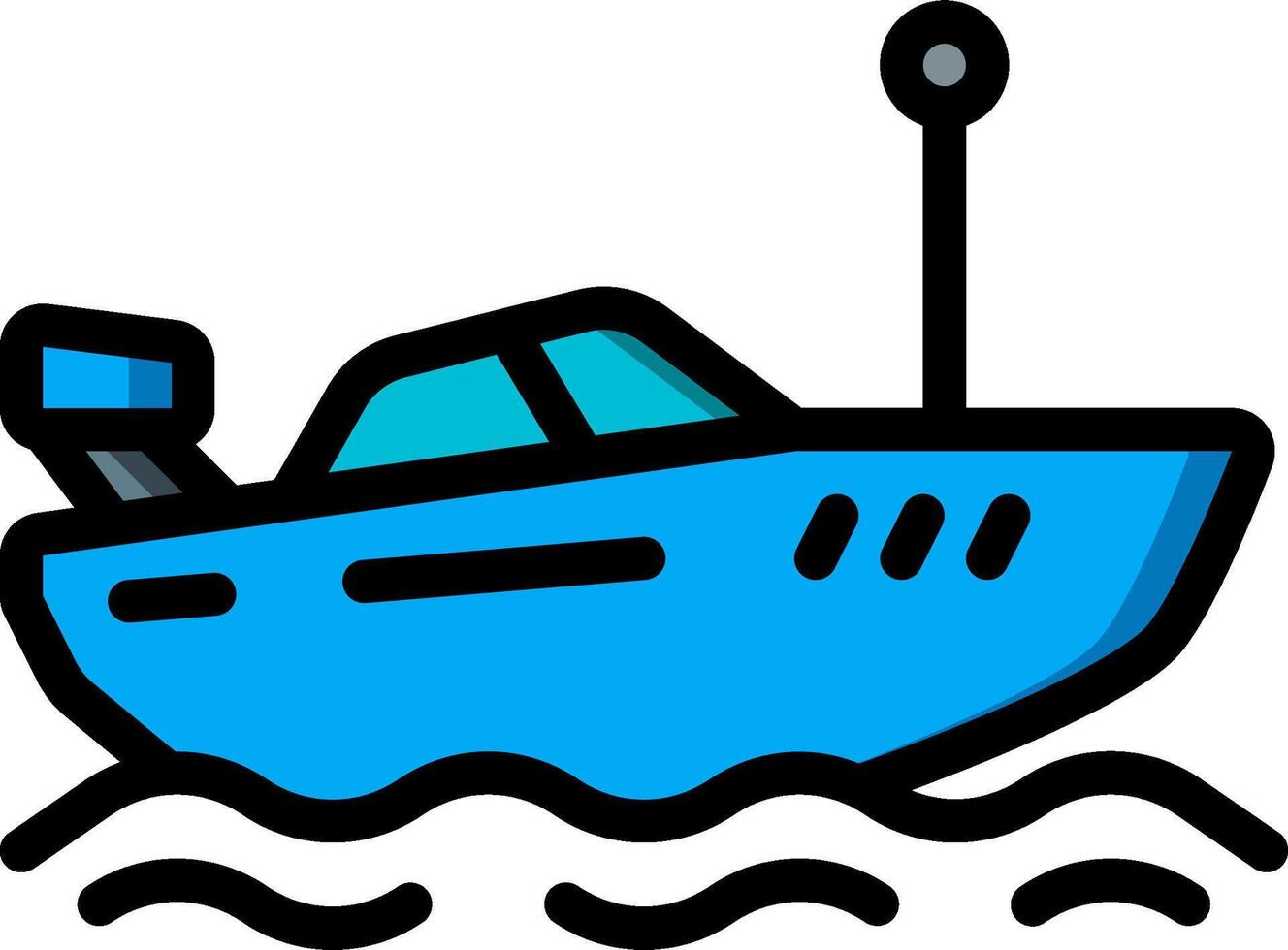 A blue boat floating in the ocean vector