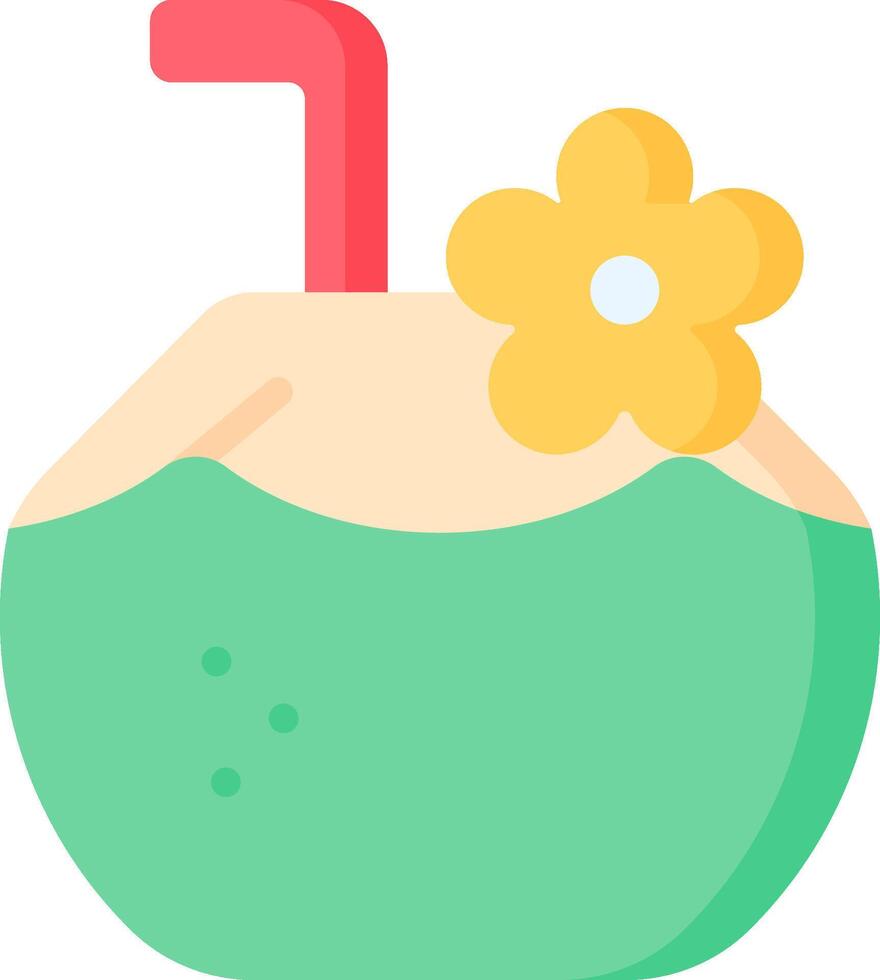 Coconut drink with straw and flower vector