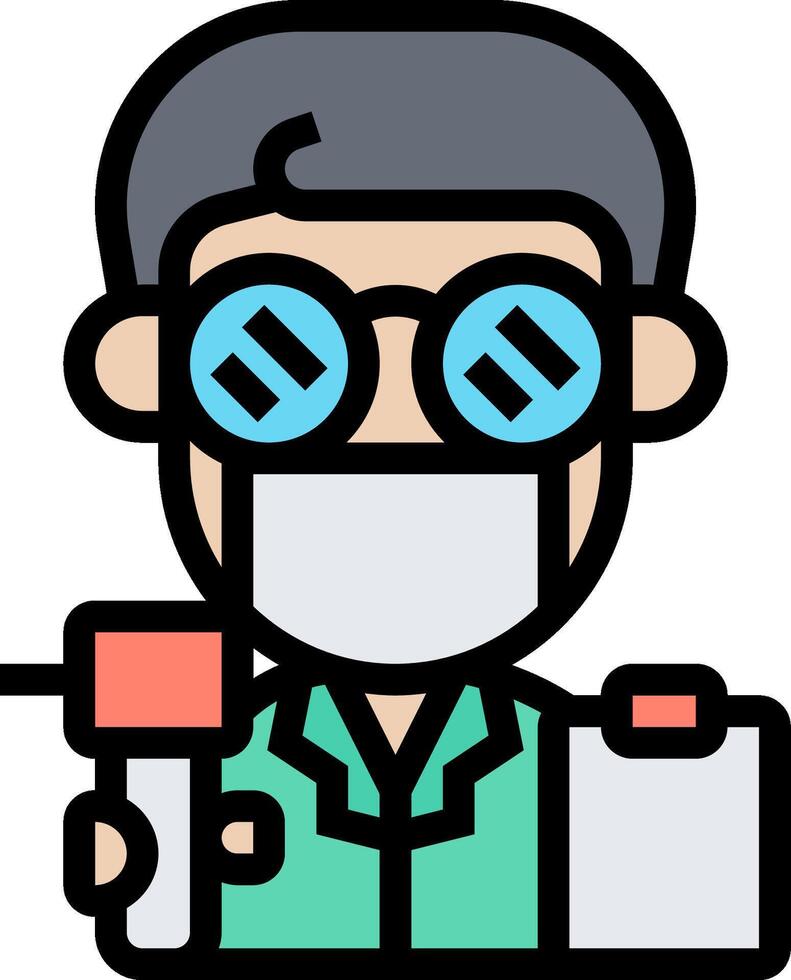 A man with glasses and a mask holding a tool vector